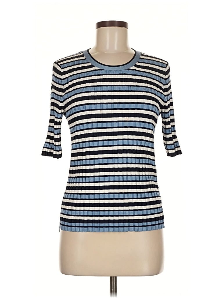 Pre-owned Veronica Beard 3/4 Sleeve Top Blue Boatneck Tops