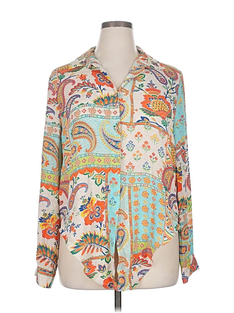 Pre-owned Rose + Olive Long Sleeve Blouse In White