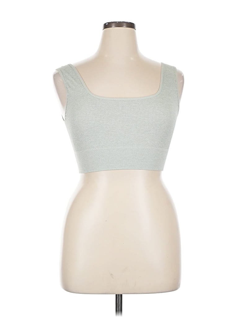 Pre-owned H&m Tank Top Green Strapless Neckline Tops