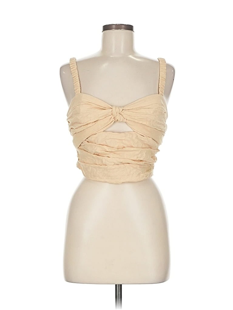 Pre-owned Zara Sleeveless Top Tan Sweetheart Neckline Tops In Brown