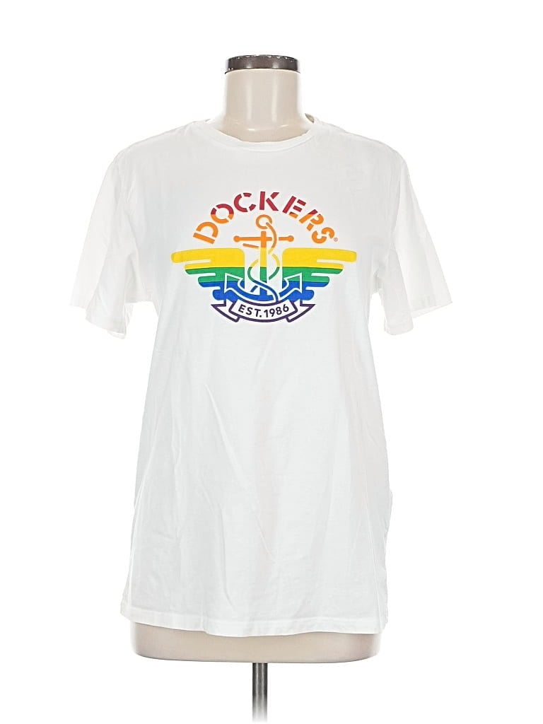 Pre-owned Dockers Short Sleeve T-shirt In White