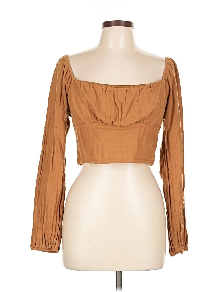 Pre-owned Wild Fable Long Sleeve Blouse In Brown
