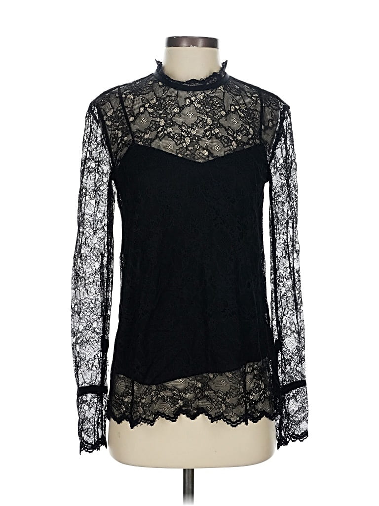 Pre-owned Theory Long Sleeve Blouse In Black