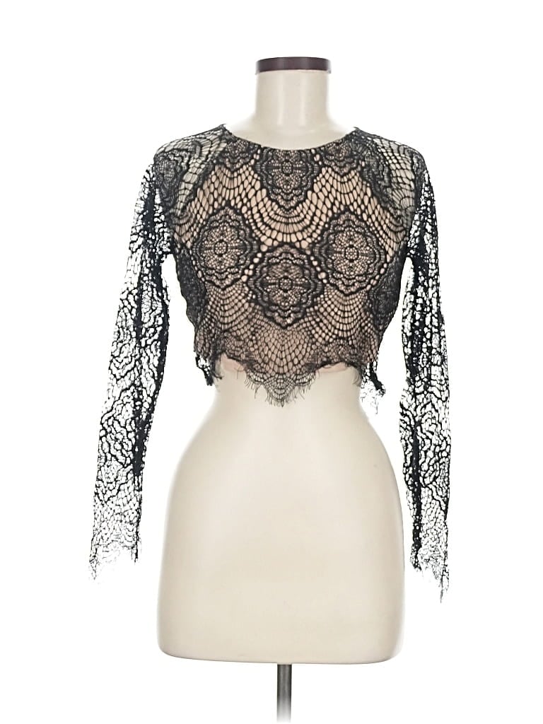 Pre-owned Black 3/4 Sleeve Top  Crew Neck Tops