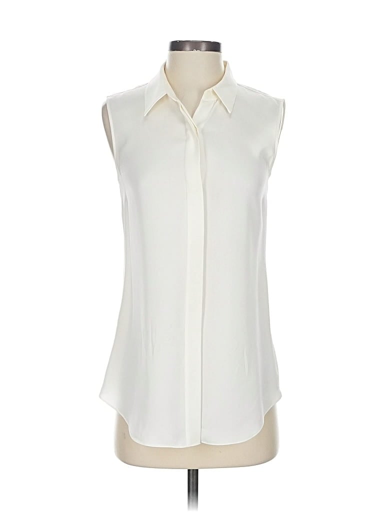 Pre-owned Theory Sleeveless Button Down Shirt In White