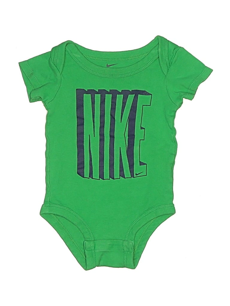 Pre-owned Nike Babies' Short Sleeve Onesie In Green