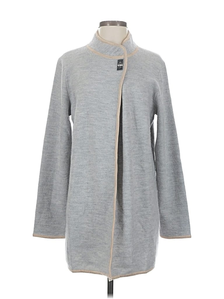 Pre-owned Calvin Klein Wool Cardigan Sweater In Gray