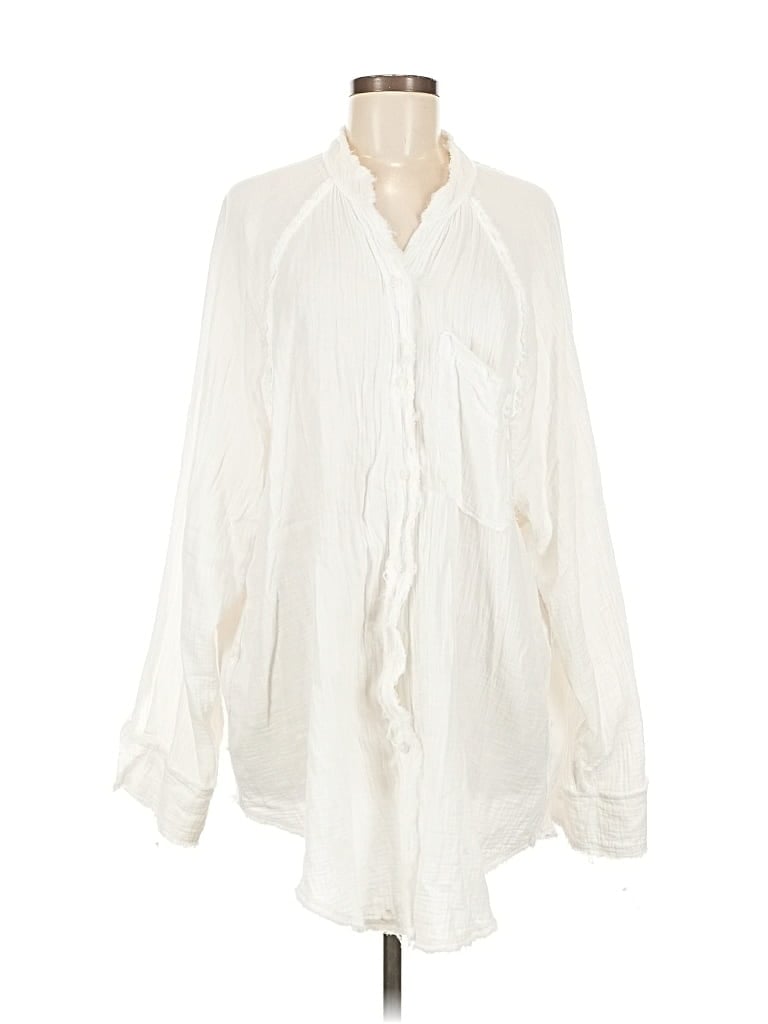 Pre-owned Aerie Long Sleeve Blouse In White
