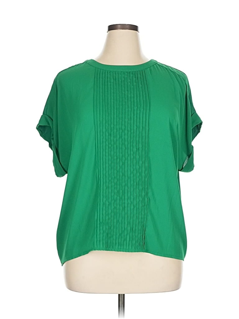 Pre-owned Ann Taylor Short Sleeve Blouse In Green