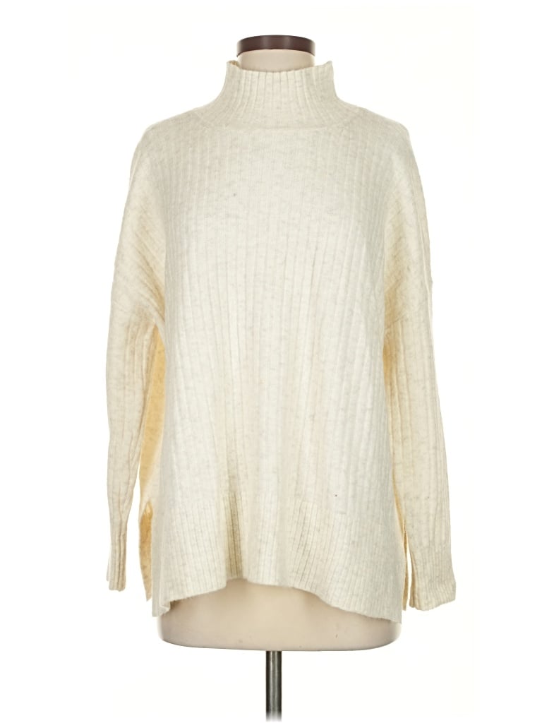 Pre-owned Ann Taylor Loft Turtleneck Sweater In White