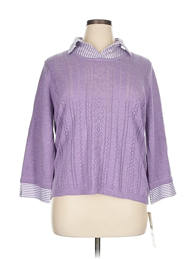 Alfred Dunner Pullover Sweater In Purple
