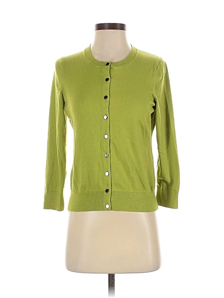 Pre-owned Banana Republic Silk Cardigan Sweater In Green