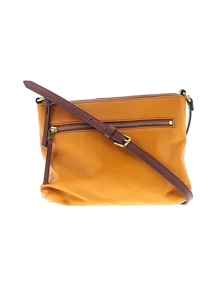 Pre-owned Fossil Leather Crossbody Bag In Orange