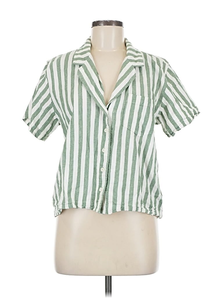 Pre-owned Madewell Short Sleeve Blouse In Green
