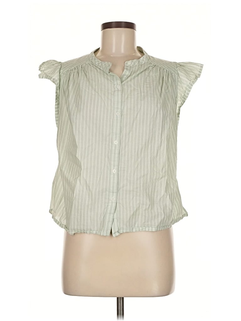 Pre-owned Old Navy Short Sleeve Blouse In Green