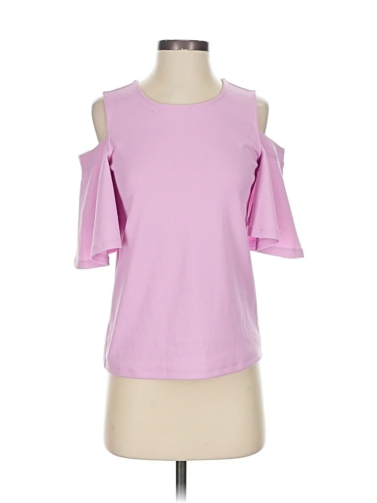 Pre-owned Ann Taylor Short Sleeve Top Pink Cold Shoulder Neckline Tops
