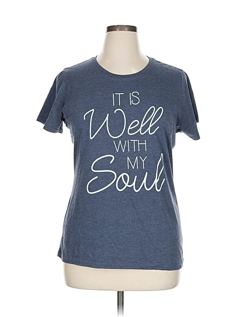 Pre-owned Port & Company Short Sleeve T-shirt In Blue