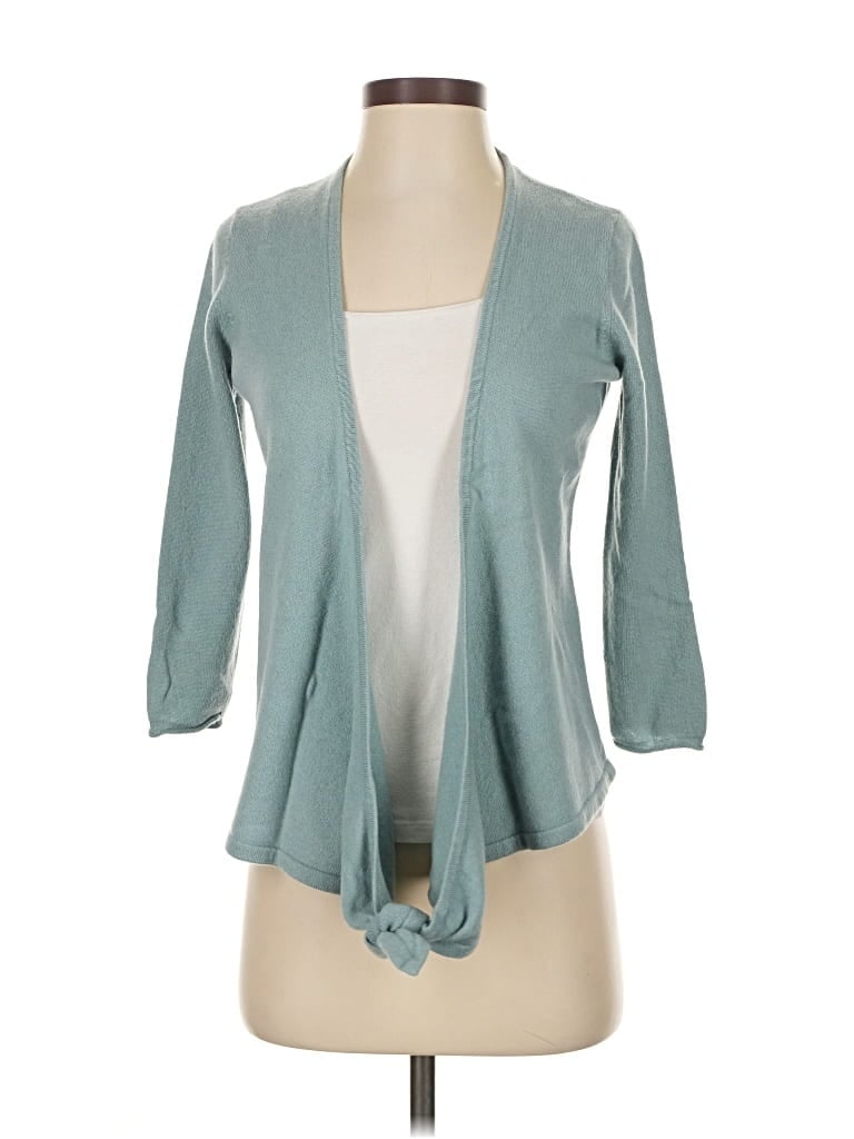 Pre-owned Garnet Hill Cashmere Cardigan Sweater In Blue