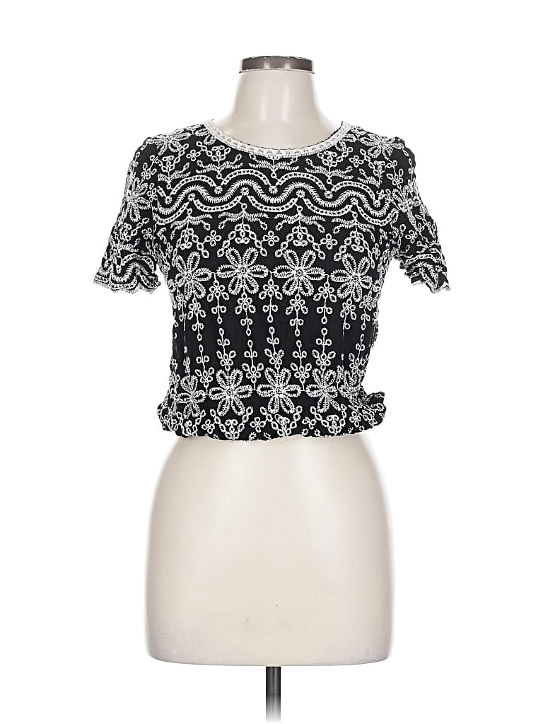 Pre-owned Solitaire Short Sleeve Top Silver Sweetheart Neckline Tops