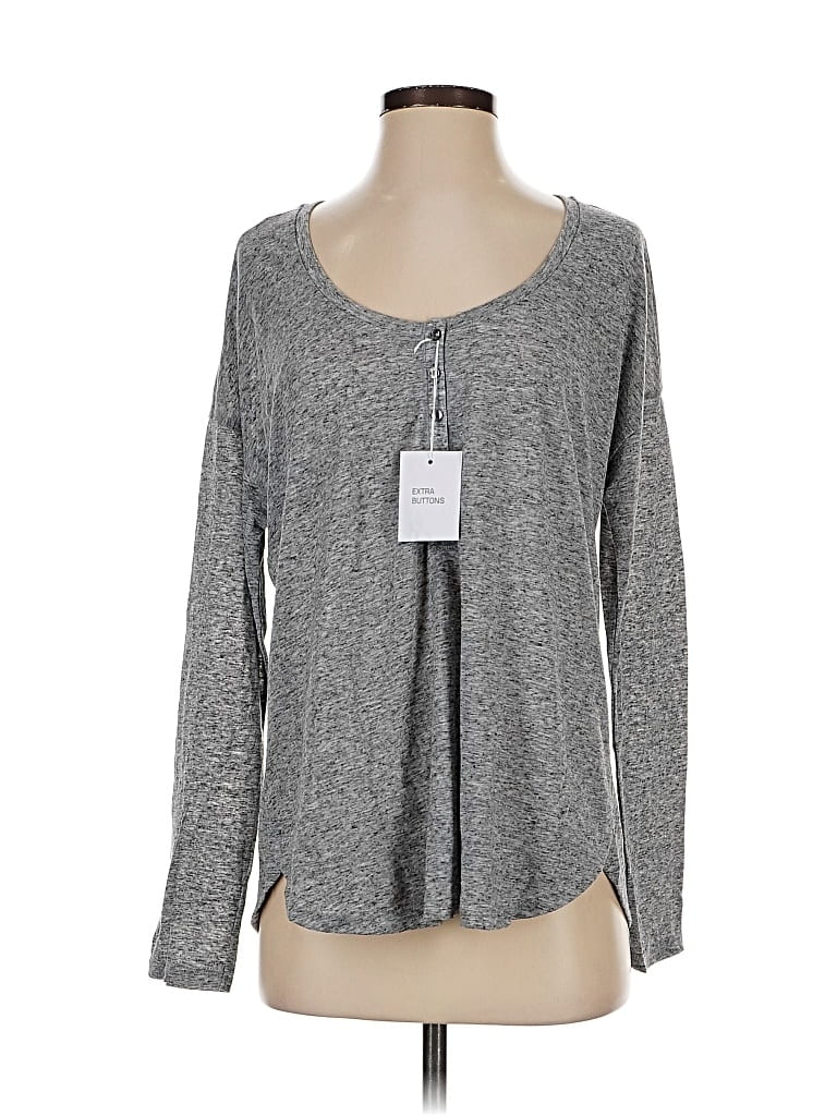 Pre-owned Victoria's Secret Long Sleeve Henley Shirt In Gray