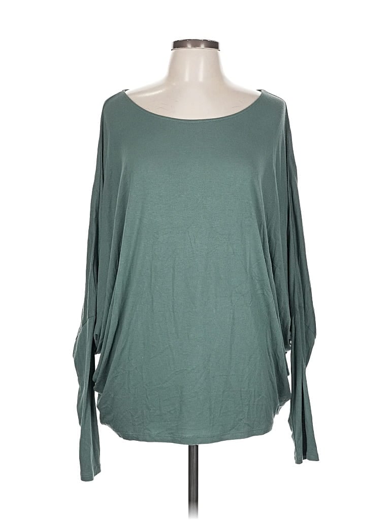 Pre-owned Double Zero Long Sleeve Top Green Boatneck Tops