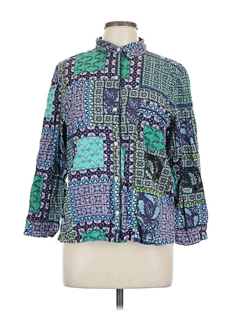 Pre-owned Victoria's Secret 3/4 Sleeve Button Down Shirt In Blue