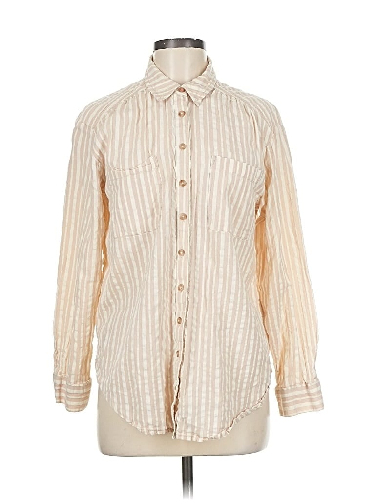 Pre-owned Pilcro Long Sleeve Button Down Shirt In Brown