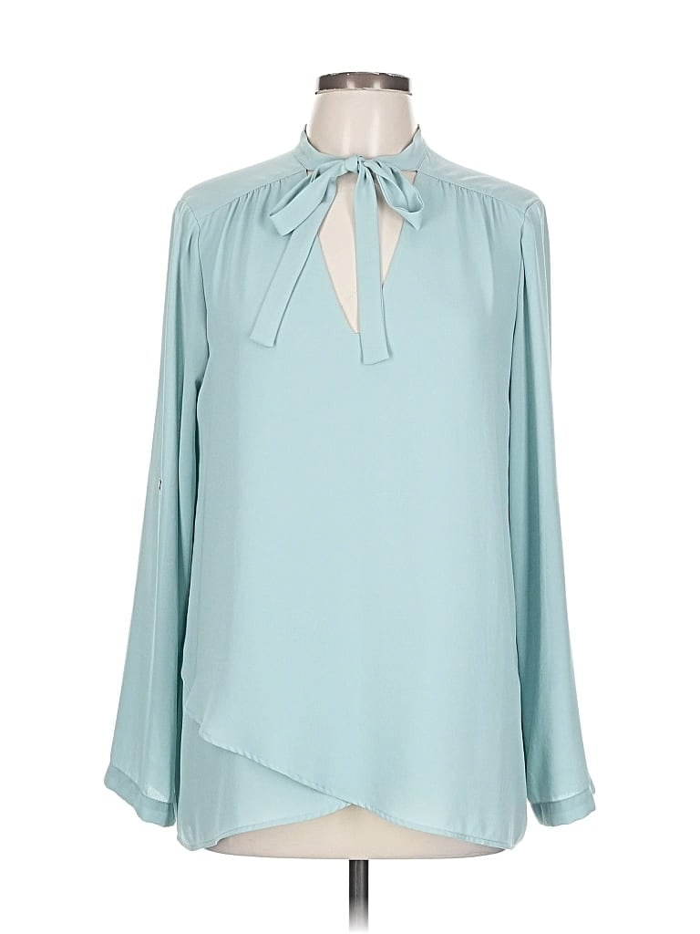 Pre-owned Karen Kane Long Sleeve Blouse In Blue
