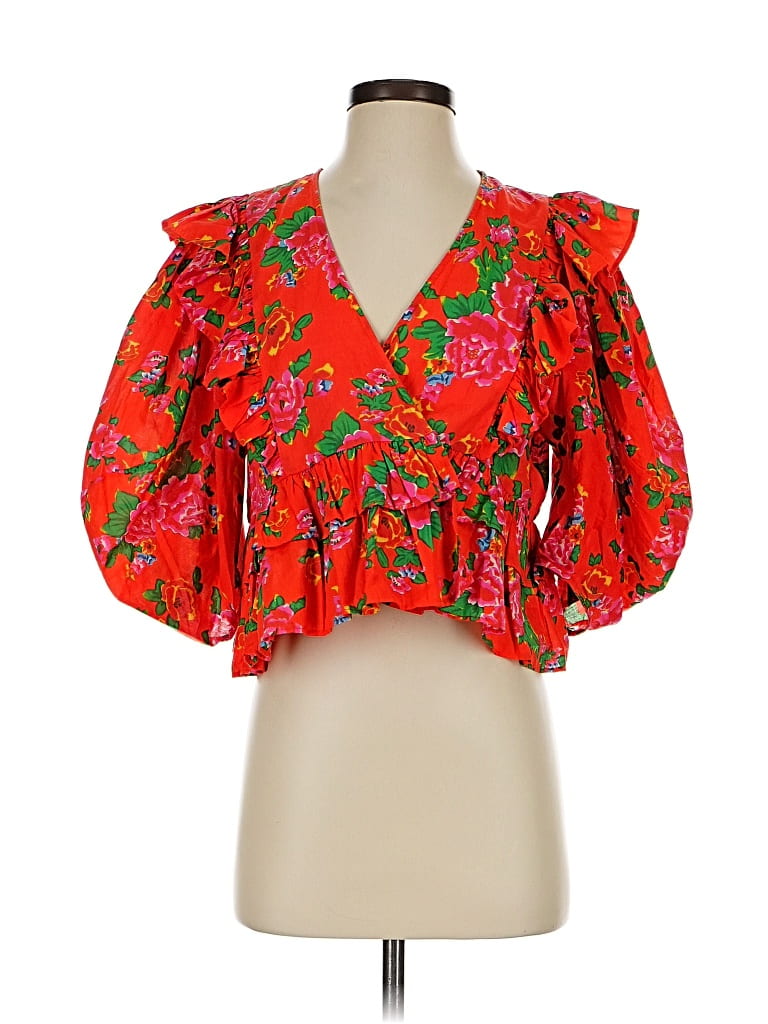 Pre-owned Rhode 3/4 Sleeve Blouse In Red