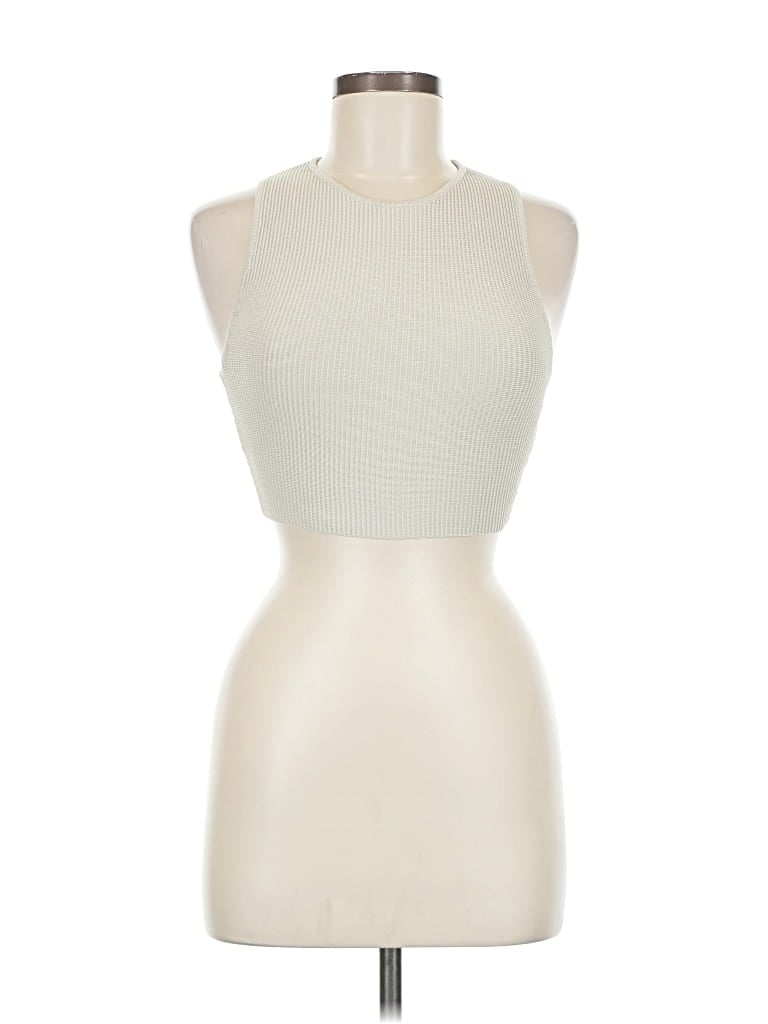 Pre-owned Babaton Tank Top Ivory Halter Neckline Tops In White