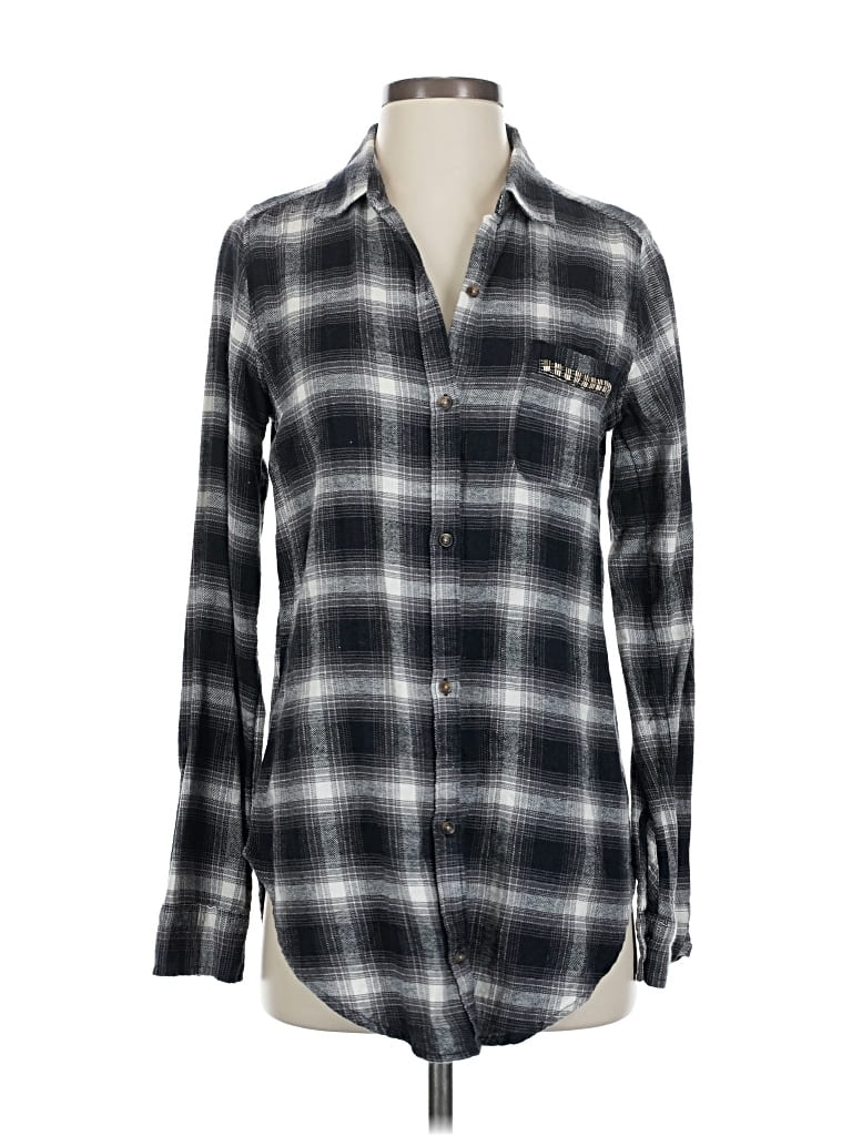 Pre-owned Hollister Long Sleeve Button Down Shirt In Gray