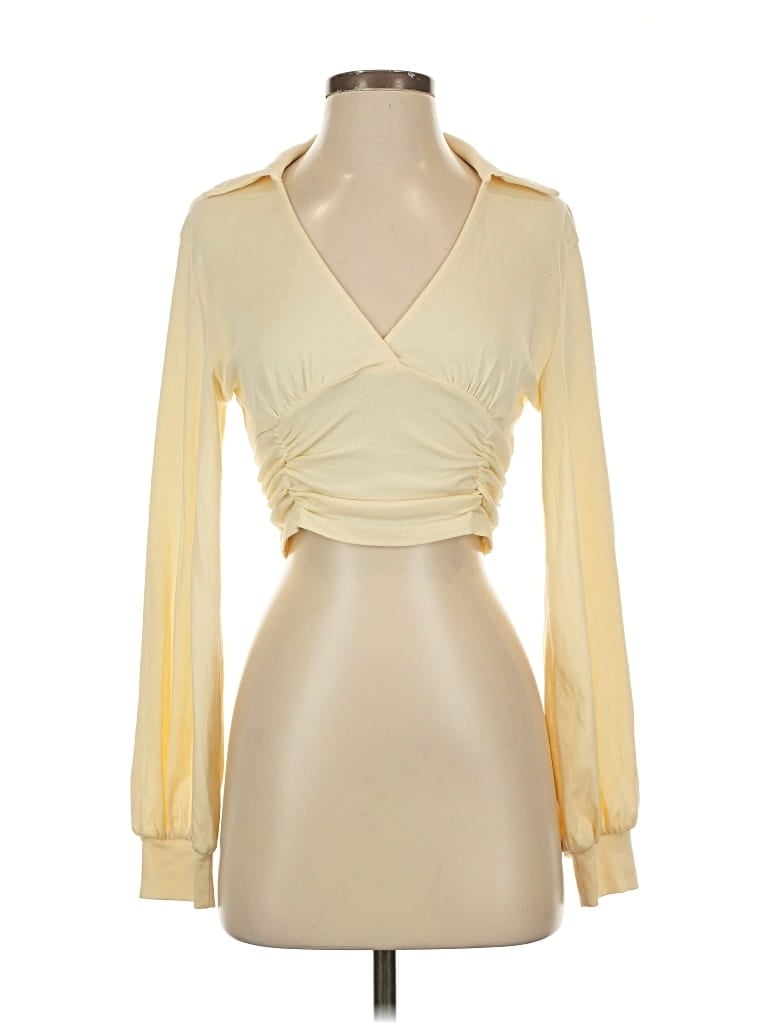 Pre-owned Cider Long Sleeve Blouse In White