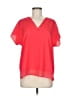 DKNY 100% Polyester Red Short Sleeve Blouse Size M - photo 1