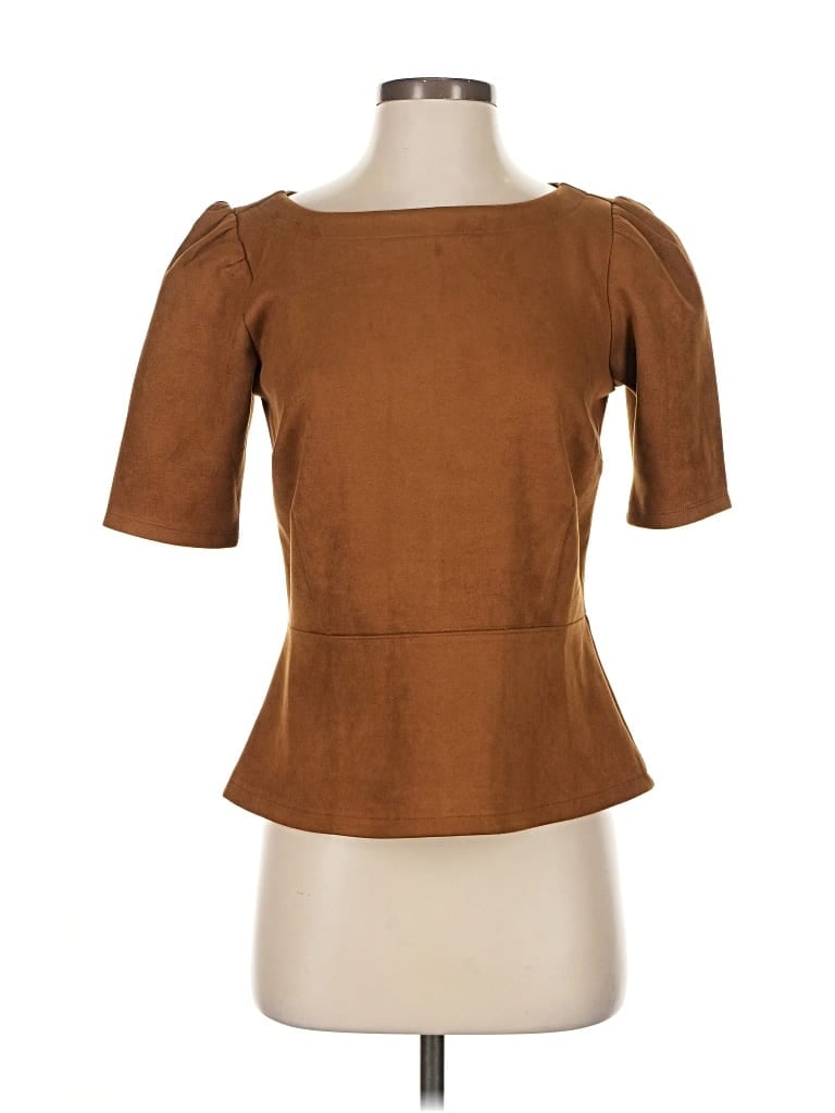 Pre-owned Ann Taylor Factory Short Sleeve Top Brown Square Neckline Tops