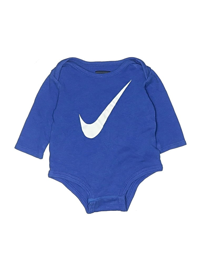 Pre-owned Nike Babies' Long Sleeve Onesie In Blue