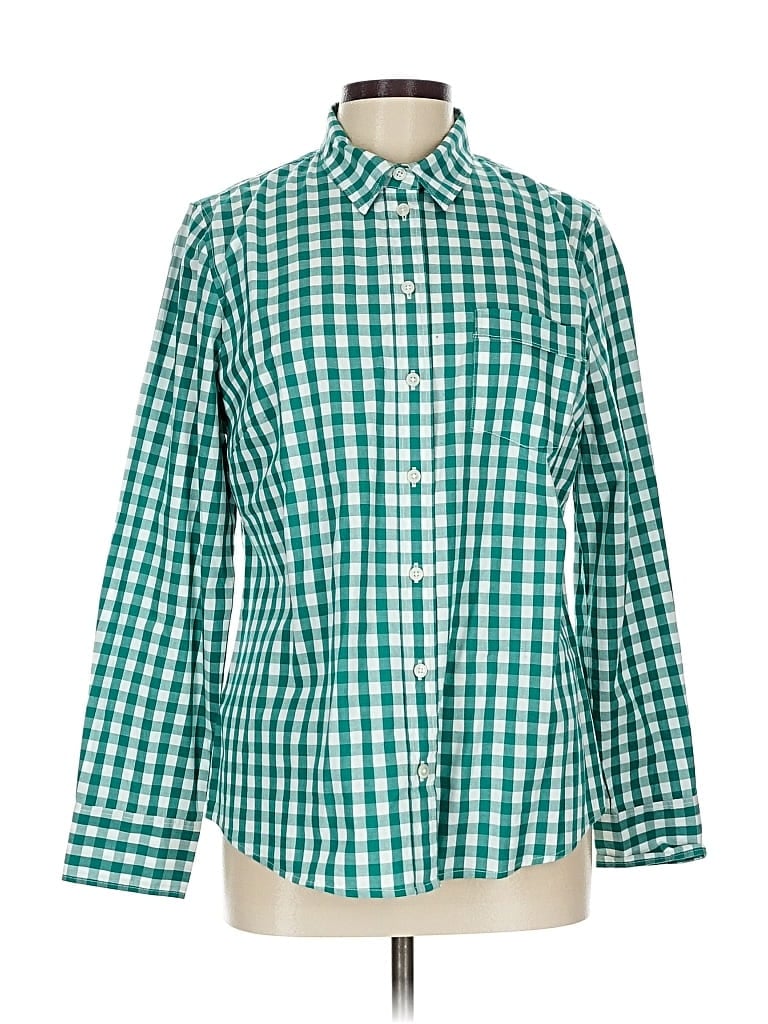 Pre-owned J.crew Factory Store Long Sleeve Button Down Shirt In Green