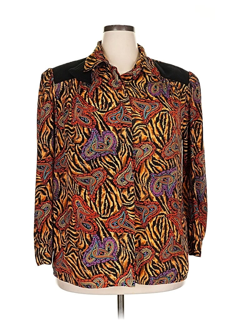 Pre-owned Assorted Brands Long Sleeve Blouse In Orange