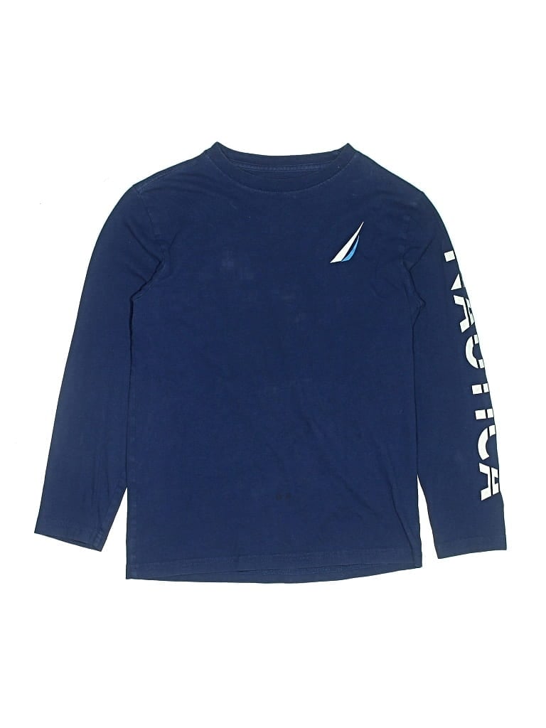 Pre-owned Nautica Kids' Long Sleeve Top Blue Graphic Pattern Tops