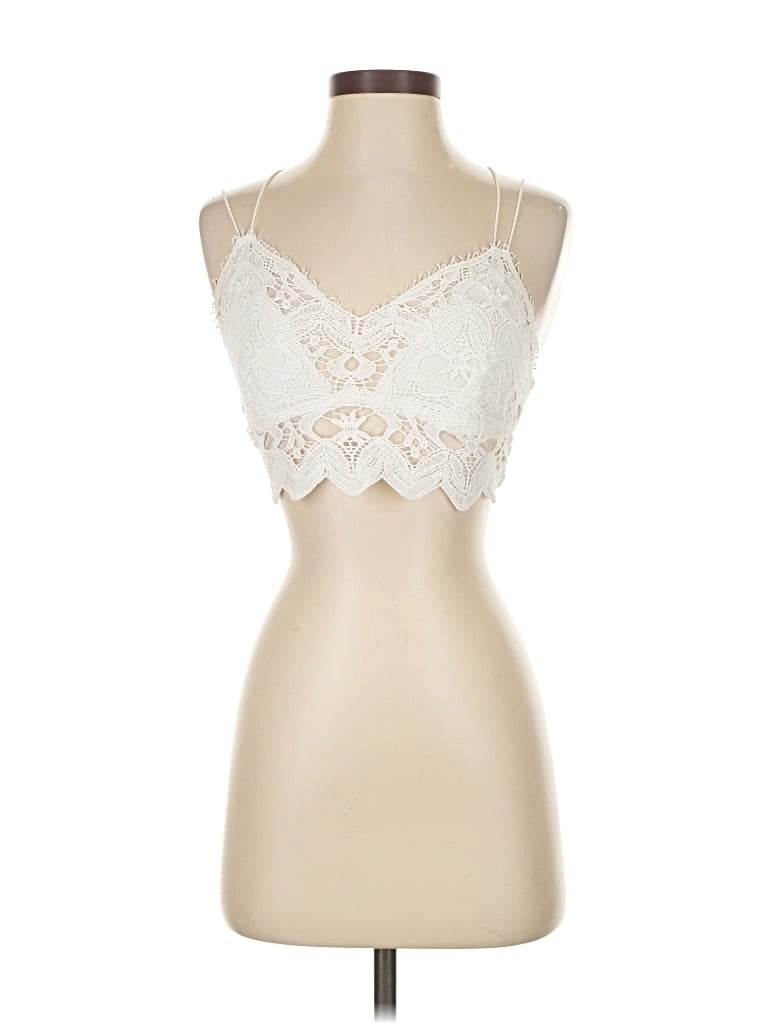 Pre-owned Fp One Tank Top Ivory Sweetheart Neckline Tops In White