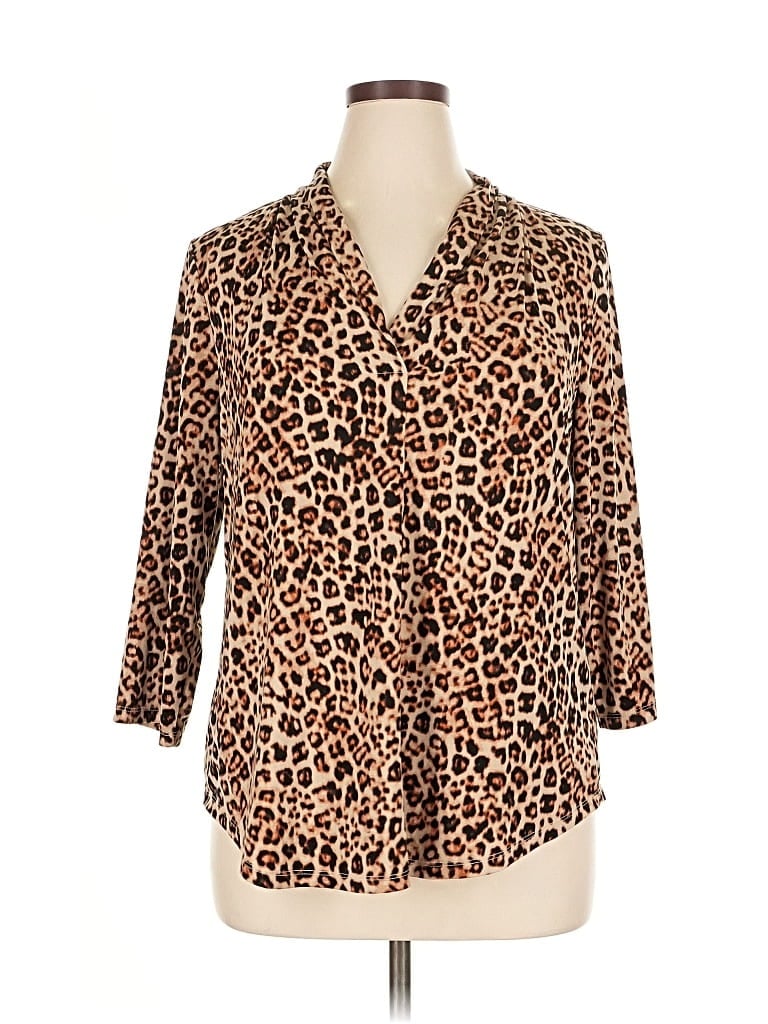 Pre-owned Charter Club 3/4 Sleeve Blouse In Brown