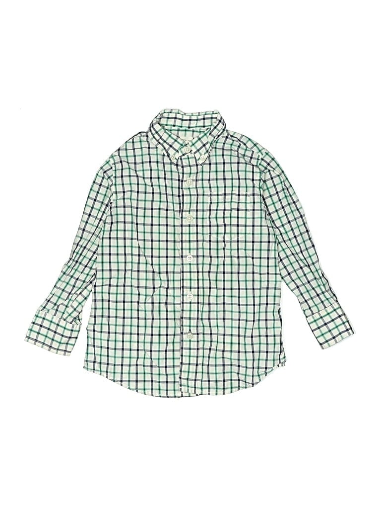 Pre-owned Crewcuts Kids' Long Sleeve Button Down Shirt In Green