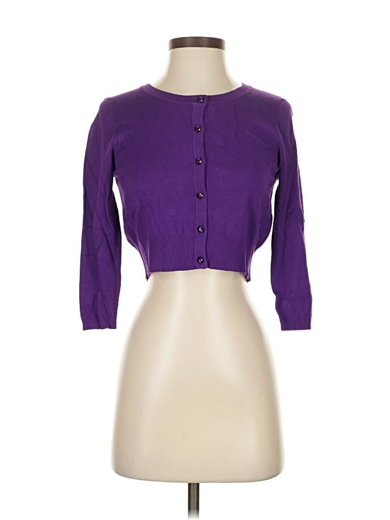 Pre-owned Donna Ricco Cardigan Sweater In Purple