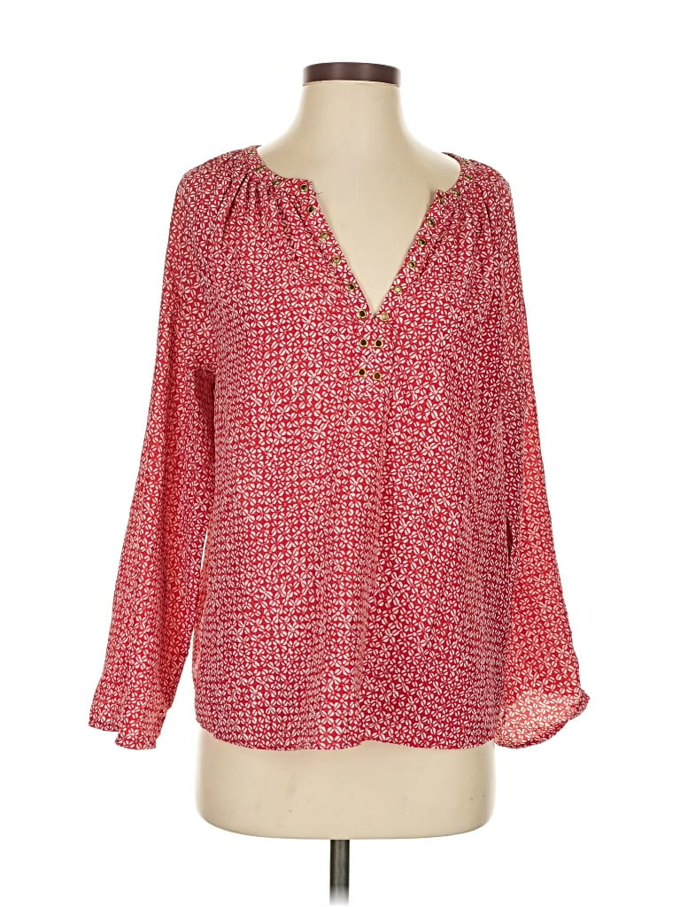 Pre-owned Michael Michael Kors Long Sleeve Blouse In Red