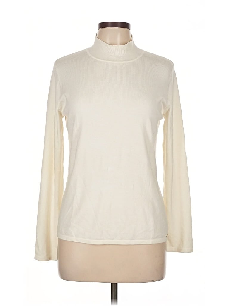 Pre-owned T Tahari Turtleneck Sweater In White