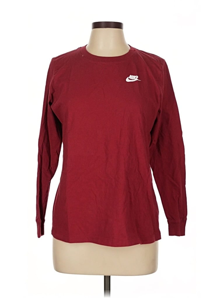 Pre-owned Nike Long Sleeve T-shirt In Burgundy