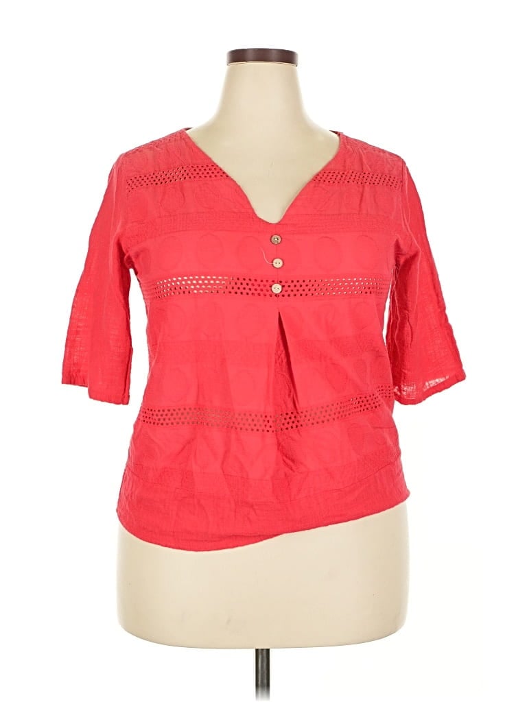 Pre-owned Unbranded Short Sleeve Henley Shirt In Red