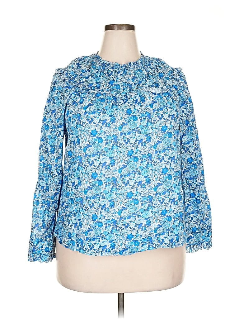 Pre-owned Liberty Art Fabrics For J.crew 3/4 Sleeve Blouse In Blue
