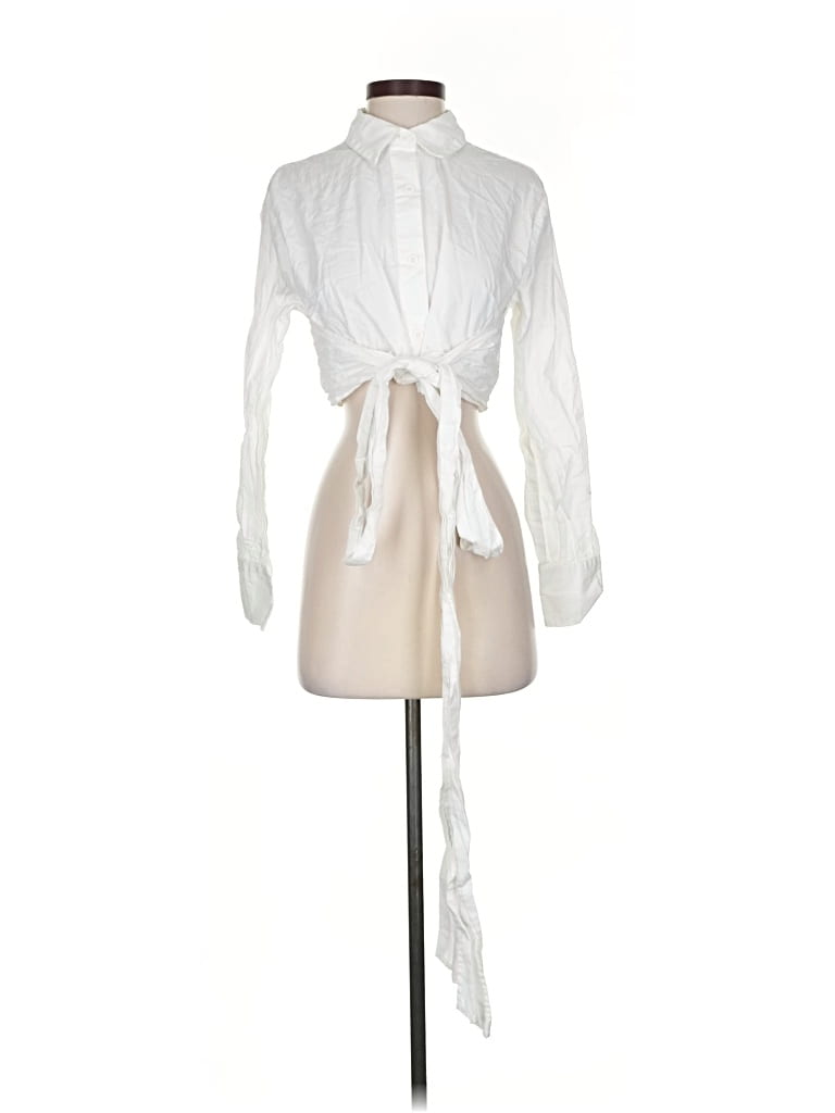 Pre-owned Forever 21 Long Sleeve Blouse In White