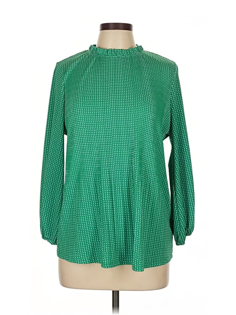 Pre-owned Adrianna Papell Long Sleeve Blouse In Green