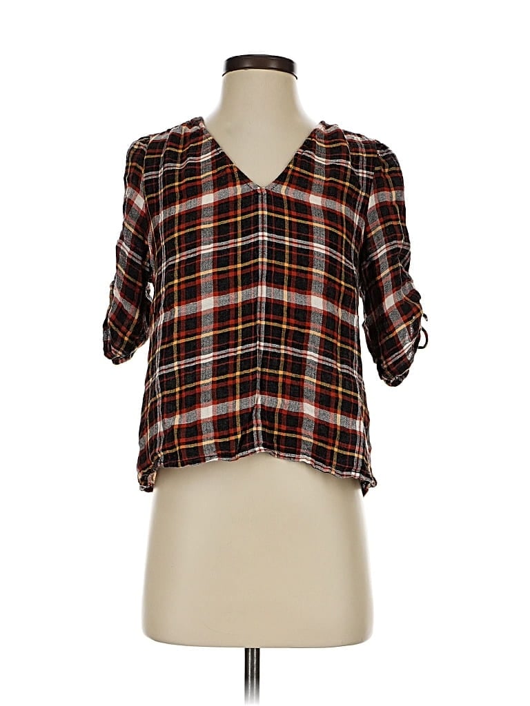 Pre-owned Madewell 3/4 Sleeve Blouse In Brown